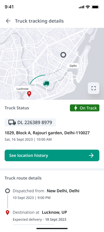 Live truck tracking till unloaded