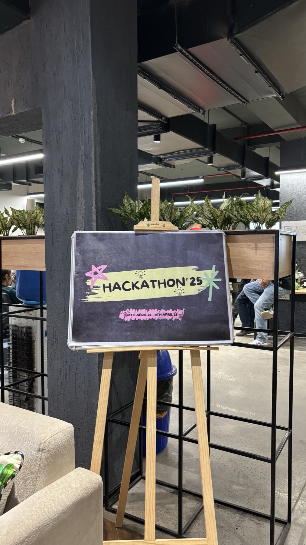 Hackathon signboard at the FarMart office